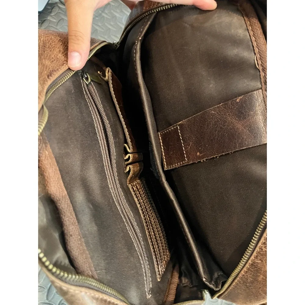 Luxoria Leather Backpack Mens Medium Brown Distressed Laptop Bag Travel Rustic